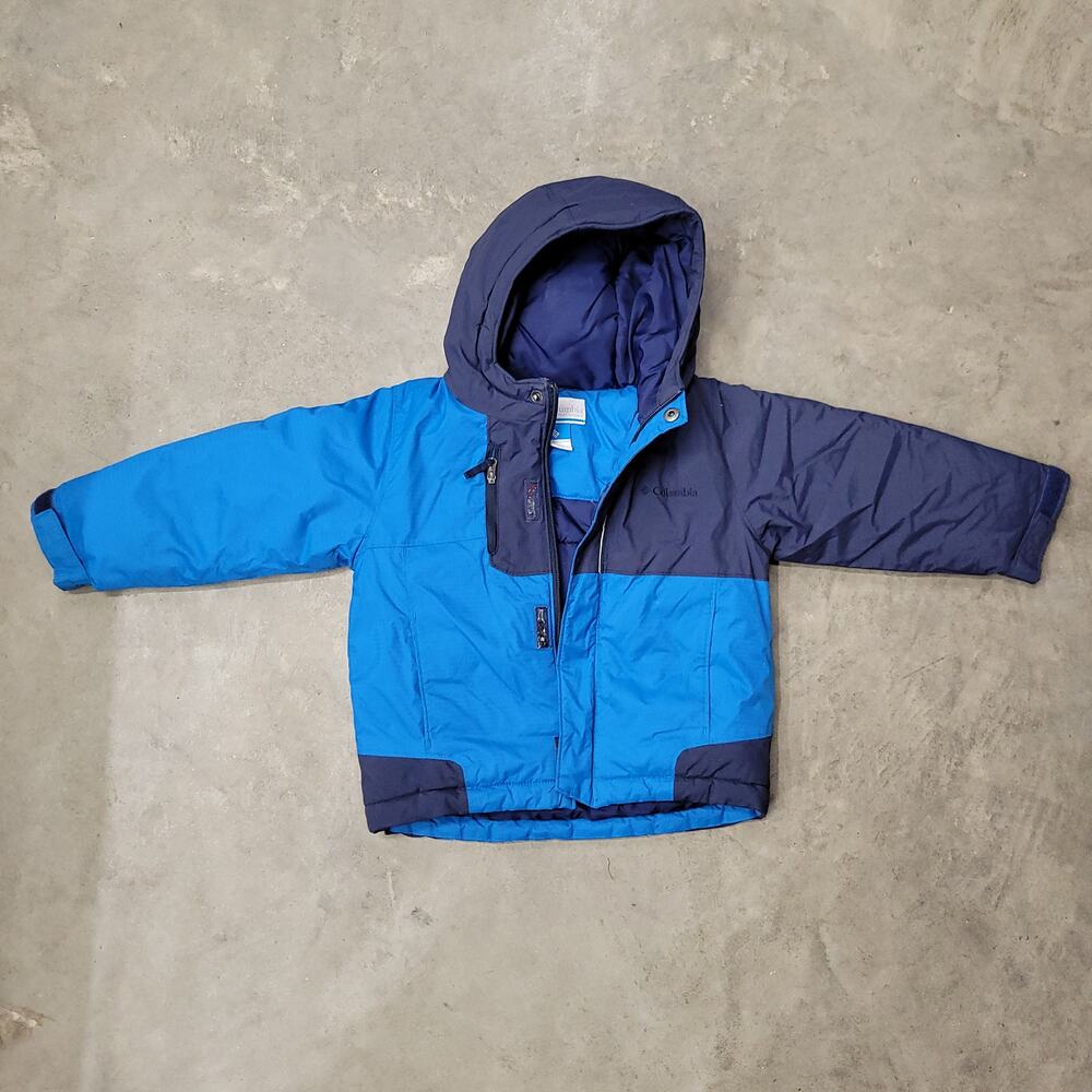Columbia Toddler Jacket 4T Blue Hooded Puffer Winter Coat Kids